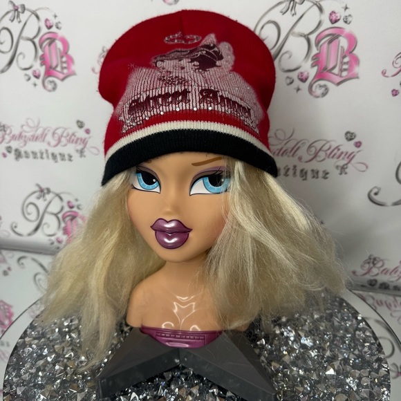 Betty boop hat bling rhinestone diamonds street angel vintage Red hat Beanie main image 4